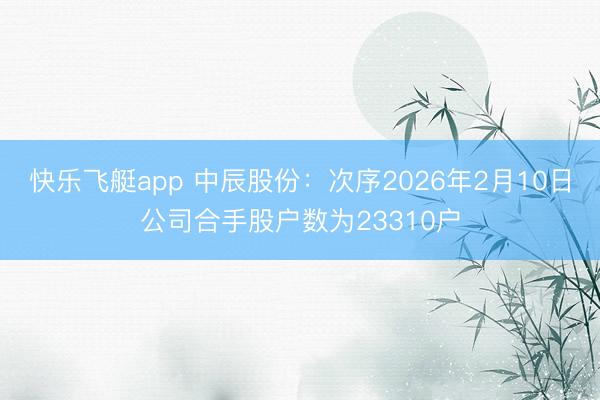 快乐飞艇app 中辰股份:次序2026年2月10日公司合手股户数为23310户