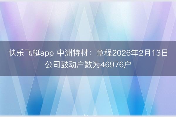 快乐飞艇app 中洲特材:章程2026年2月13日公司鼓动户数为46976户